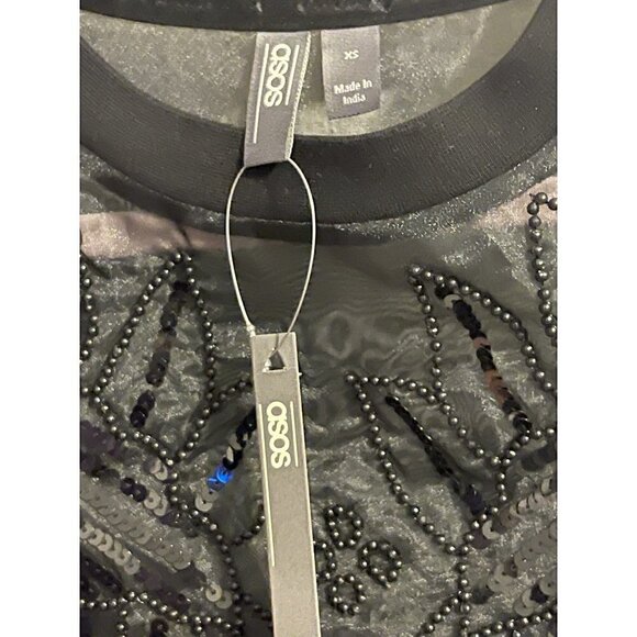 ASOS Embellished Floral Festival Oversized T-shirt w/ Embellished Sleeve XS NWT - Picture 3 of 8